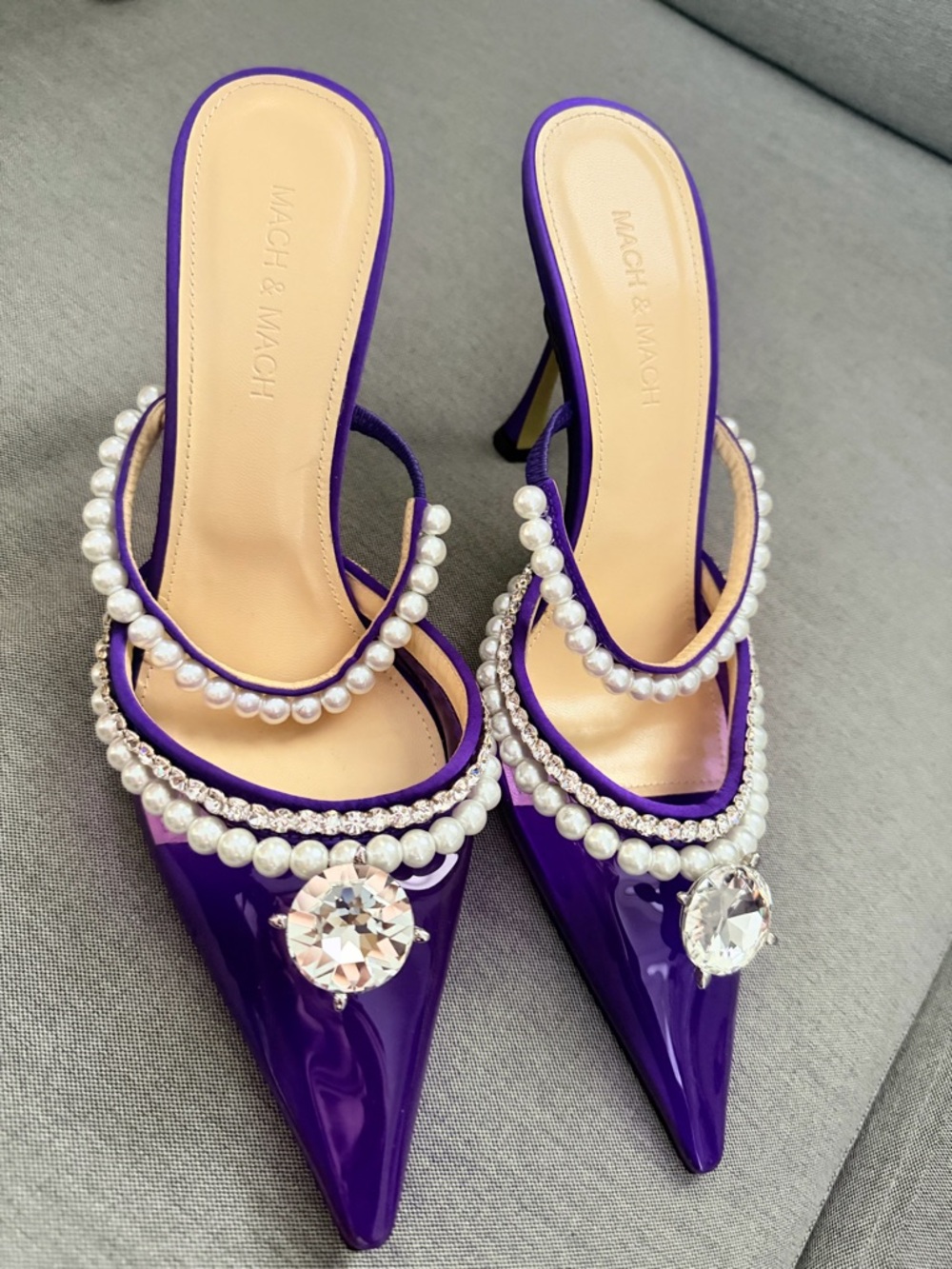 NWT Mach & Mach | Diamond of Elizabeth PVC pointed-toe heeled mules | Sz 38